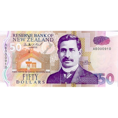 1992 - Nueva Zelanda P180a billete de 50 Dólares