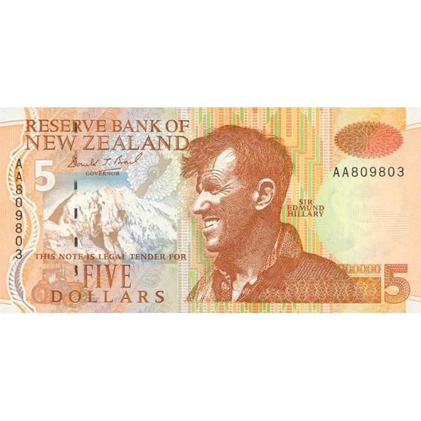 1992 - New Zealand P177a 5 Dollars banknote