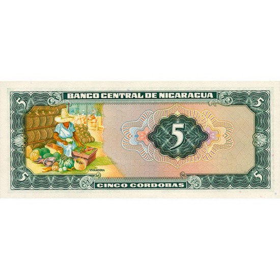 1972 - Nicaragua P122a 5 Cordobas banknote 1972 - Nicaragua P122a 5 Cordobas banknote