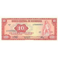 1972 - Nicaragua P123a 10 Cordobas banknote