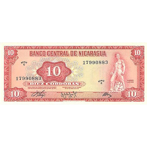 1972 - Nicaragua P123a billete de 10 Córdobas