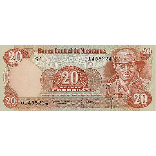 1979 - Nicaragua P135 20 Cordobas banknote 1979 - Nicaragua P135 20 Cordobas banknote