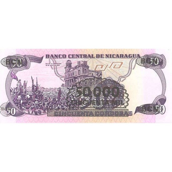 1987 - Nicaragua P148 50.000 en 50 Cordobas banknote 1987 - Nicaragua P148 50.000 en 50 Cordobas banknote