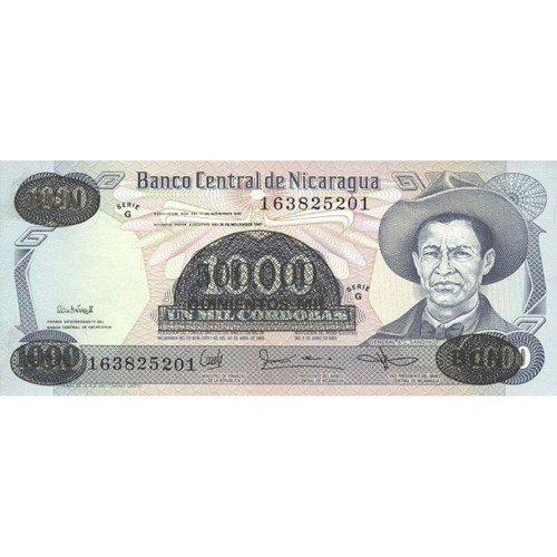 1987 - Nicaragua P150 500,000 / 1,000 Cordobas banknote