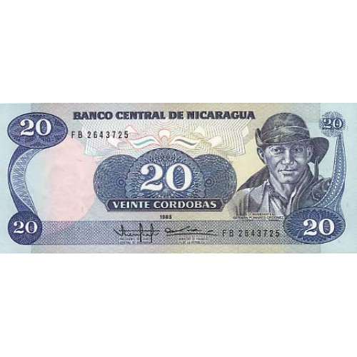 1985 - Nicaragua P152 20 Cordobas banknote