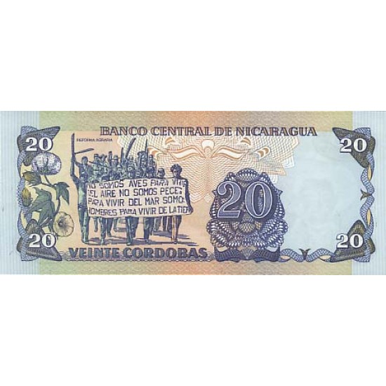 1985 - Nicaragua P152 20 Cordobas banknote 1985 - Nicaragua P152 20 Cordobas banknote
