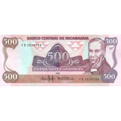 1985 - Nicaragua P155 billete de 500 Córdobas