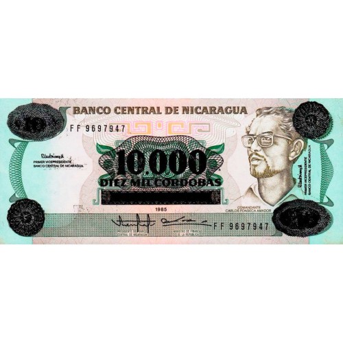 1989 - Nicaragua P158 billete de 10.000 Córdobas en 10 Córdobas