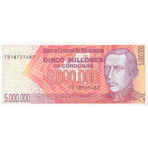 1990 - Nicaragua P165 5,000,000 Cordobas banknote