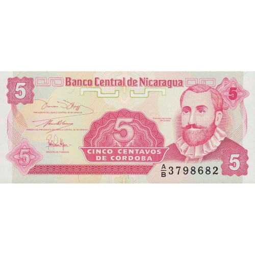 1991 - Nicaragua P168a 5 Centavos de Cordoba banknote