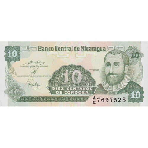 1991 - Nicaragua P169a billete de 10 Centavos de Córdoba