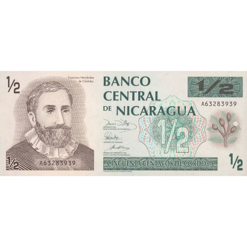 1991 - Nicaragua P171 1/2 Cordoba banknote