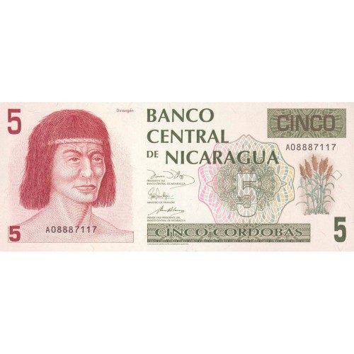 1991 - Nicaragua P174 billete de 5 Córdobas