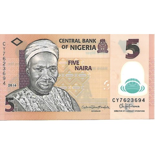 2016 - Nigeria 5 Naira banknote PIC 38g UNC