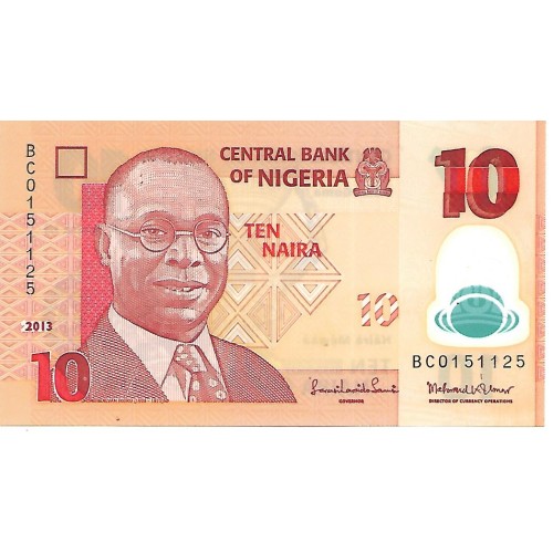 2013 - Nigeria PIC 39d 10 Naira banknote UNC