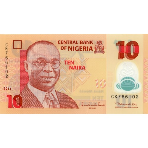 2011 - Nigeria pic 39c billete de 10 Nairas