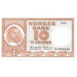 1973 - Norway 10 Kroner banknote PIC 31f UNC