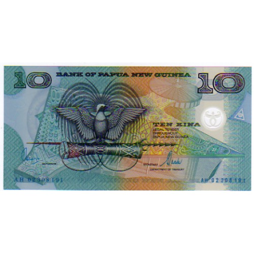 2000 - Papua P26 10 Kina banknote