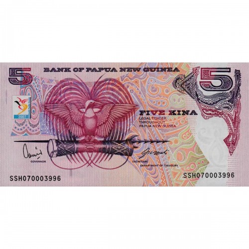 2007 - Papua P34 billete de 5 Kina