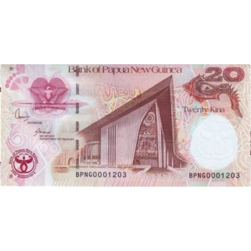 2008 - Papua PIC 36a billete de 20 Kina S/C