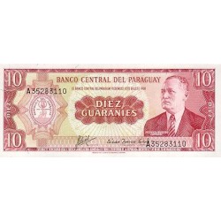 1952 - Paraguay P196b billete de 10 Guaraníes