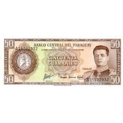 1952 - Paraguay P197b 50 Guaranies banknote