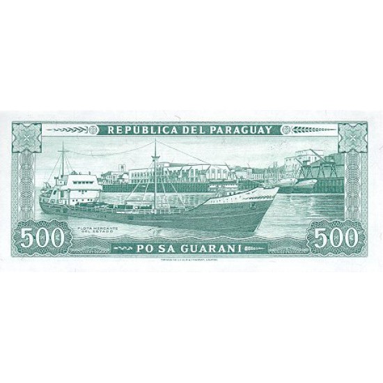 1952 - Paraguay P206 500 Guaranies banknote 1952 - Paraguay P206 500 Guaranies banknote