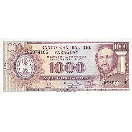 1982 - Paraguay PIC 207     billete de 1.000 Guaranies