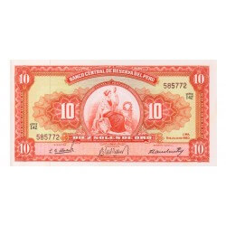 1960 - Peru P82Aa 10 Soles Oro banknote