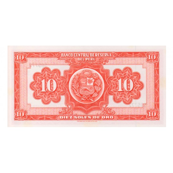 1960 - Peru P82Aa 10 Soles Oro banknote 1960 - Peru P82Aa 10 Soles Oro banknote