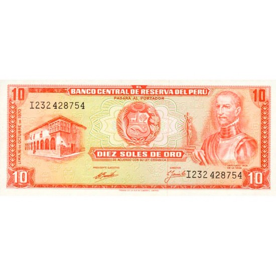 1971 - Peru P100b 10 Soles Oro banknote 1971 - Peru P100b 10 Soles Oro banknote