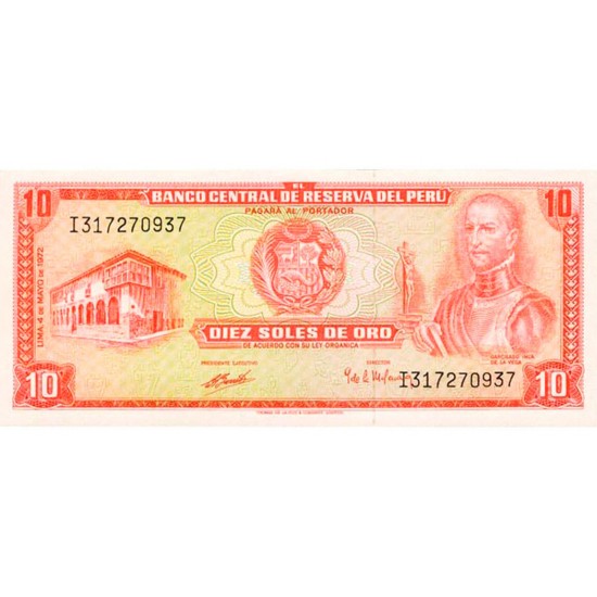1973 - Peru P100c 10 Soles Oro banknote 1973 - Peru P100c 10 Soles Oro banknote