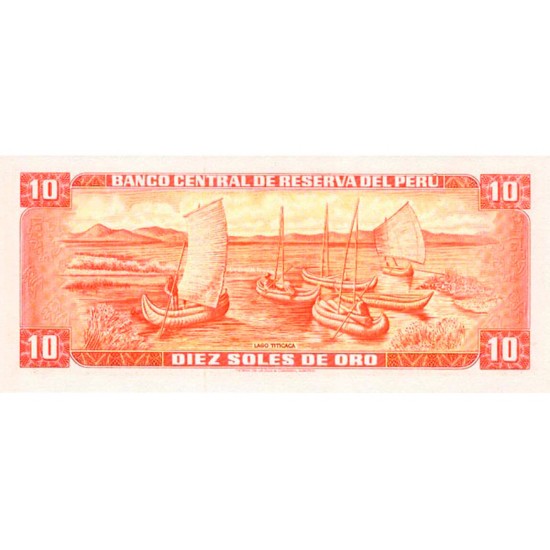 1973 - Peru P100c 10 Soles Oro banknote 1973 - Peru P100c 10 Soles Oro banknote