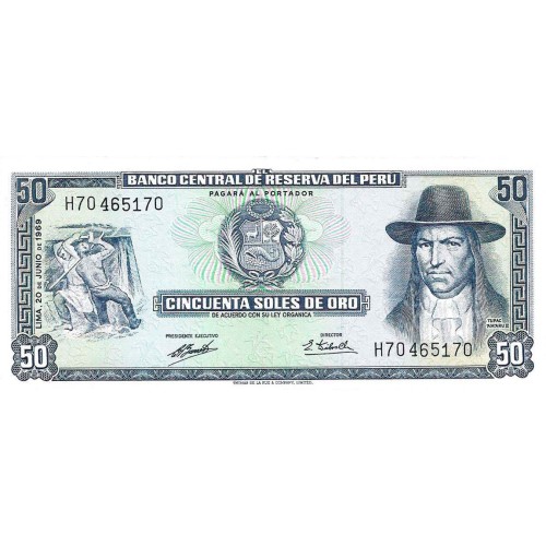 1973 - Perú P101b billete de 50 Soles Oro