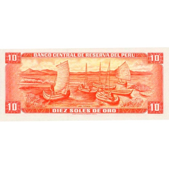 1975 - Peru P106 10 Soles Oro banknote 1975 - Peru P106 10 Soles Oro banknote