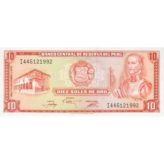 1976 - Peru P112 10 Soles Oro banknote 1976 - Peru P112 10 Soles Oro banknote