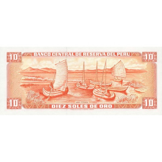 1976 - Peru P112 10 Soles Oro banknote 1976 - Peru P112 10 Soles Oro banknote
