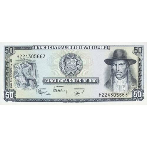 1977 - Perú P113 billete de 50 Soles Oro
