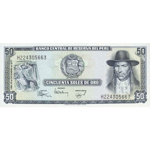 1977 - Peru PIC 113 50 Soles Oro banknote UNC