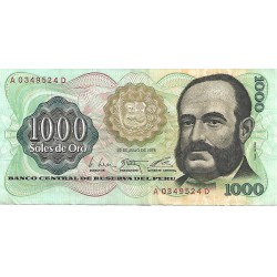 1976 - Perú PIC 116 billete de 1000 Soles Oro MBC