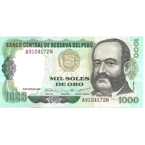 1979 - Perú PIC 118 billete de 1000 Soles Oro S/C