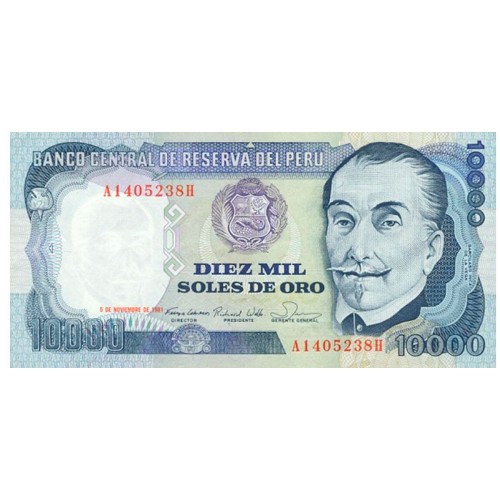 1981 - Perú PIC 120 billete de 10.000 Soles Oro S/C
