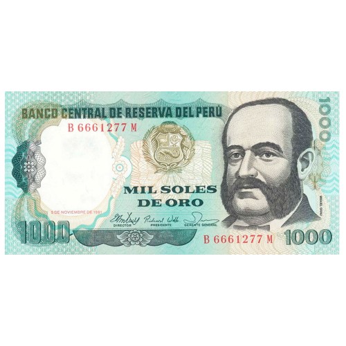 1981 - Peru P122a 1,000 Soles Oro banknote