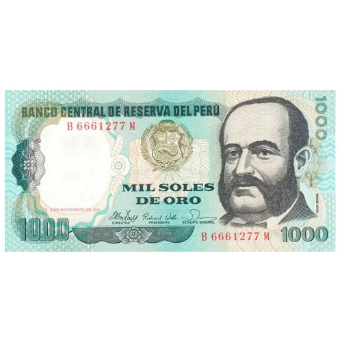 1981 - Peru PIC 122a 1000 Soles Oro banknote UNC