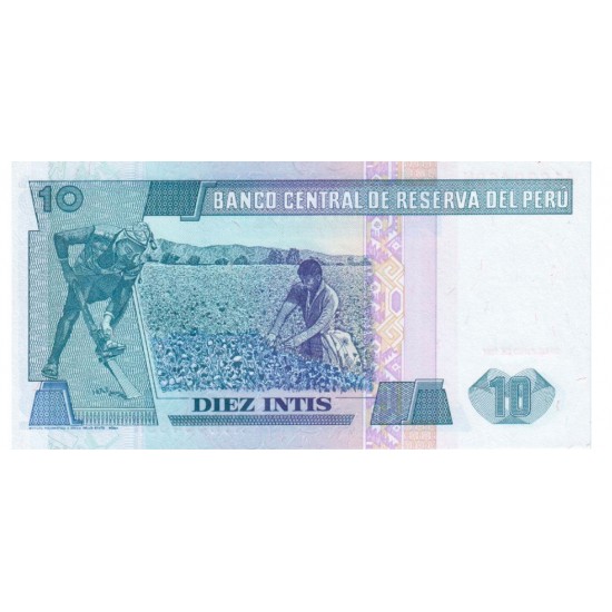 1987 - Peru P129 10 Intis banknote 1987 - Peru P129 10 Intis banknote