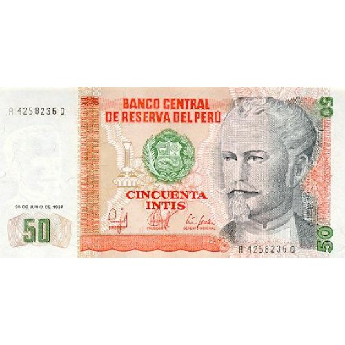 1986 - Perú PIC 131a billete de 50 Intis S/C