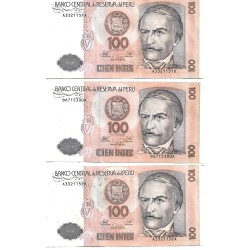 1987 - Peru PIC 133 100 Intis banknote VF 1987 - Peru PIC 133 100 Intis banknote VF