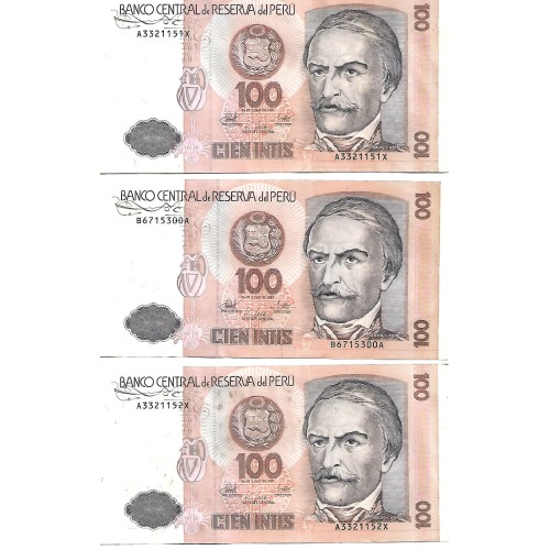 1987 - Peru PIC 133 100 Intis banknote VF