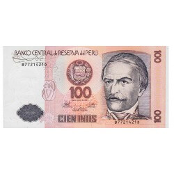 1987 - Perú PIC 133 billete de 100 Intis S/C 1987 - Perú PIC 133 billete de 100 Intis S/C