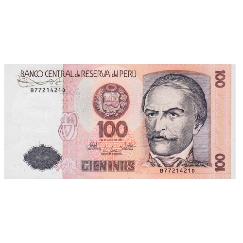 1987 - Peru P133 100 Intis  banknote
